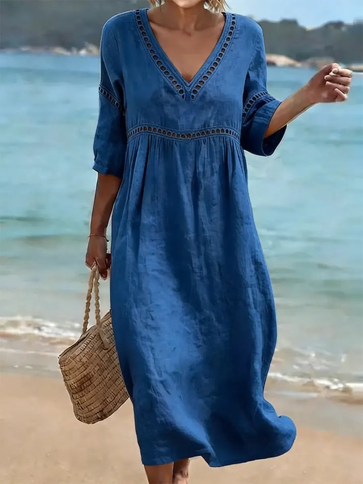 Cora | Abito Donna Midi con Scollo a V e Tasche Laterali