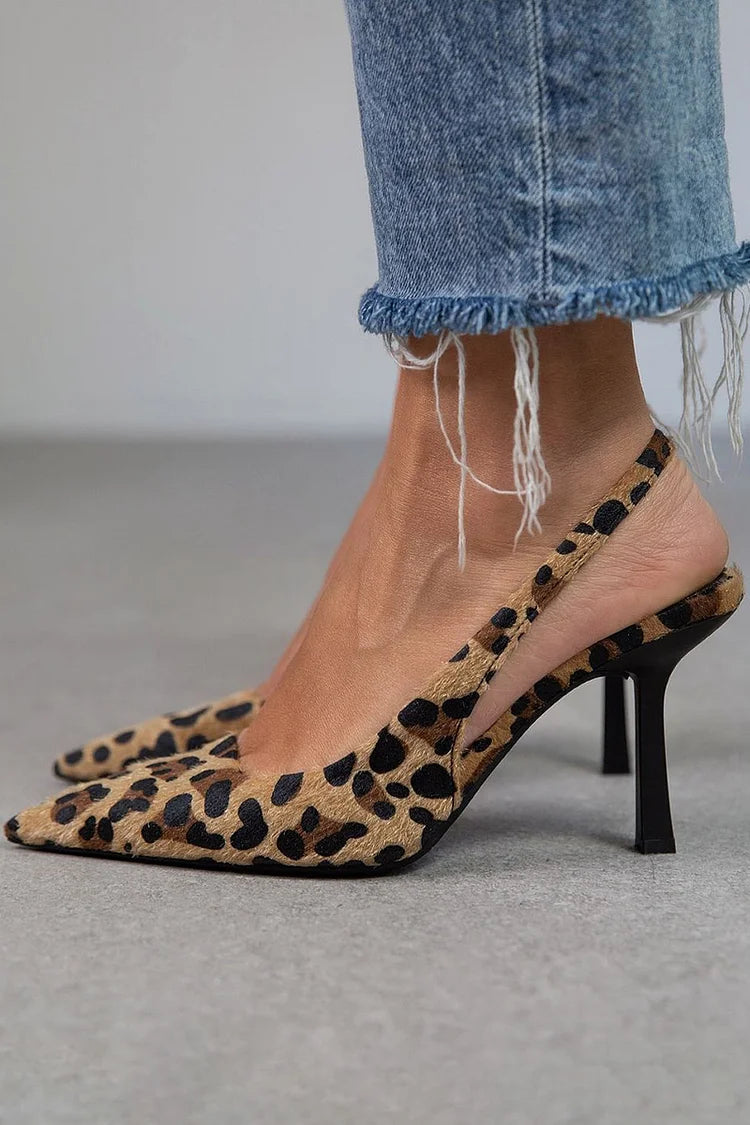 Leandra | Décolleté Slingback Leopardate con Tacco Stiletto