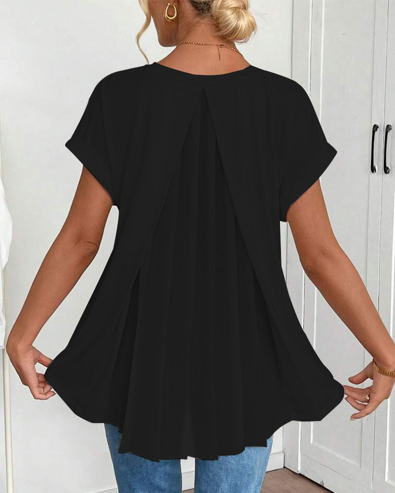 Rita | T-Shirt Donna con Scollo a V e Inserti Patchwork