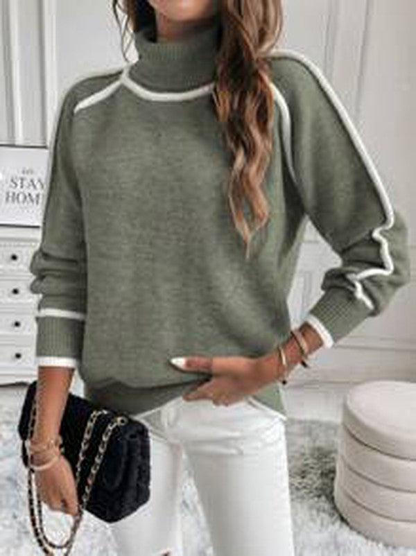 Alba | Maglione Donna Verde Oliva con Girocollo
