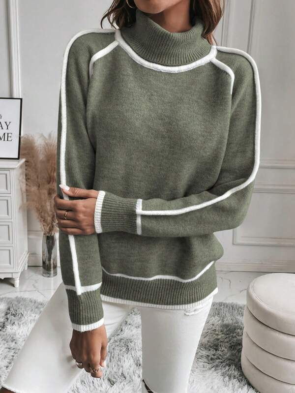 Alba | Maglione Donna Verde Oliva con Girocollo