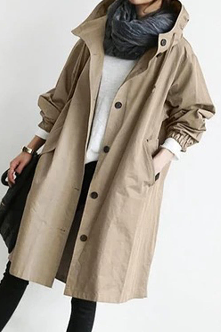 Mara | Cappotto Donna Lungo con Cappuccio e Bottoni