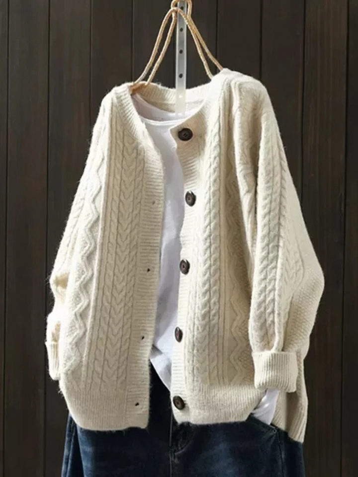 Elda | Cardigan Donna Aperto con Motivo Intrecciato