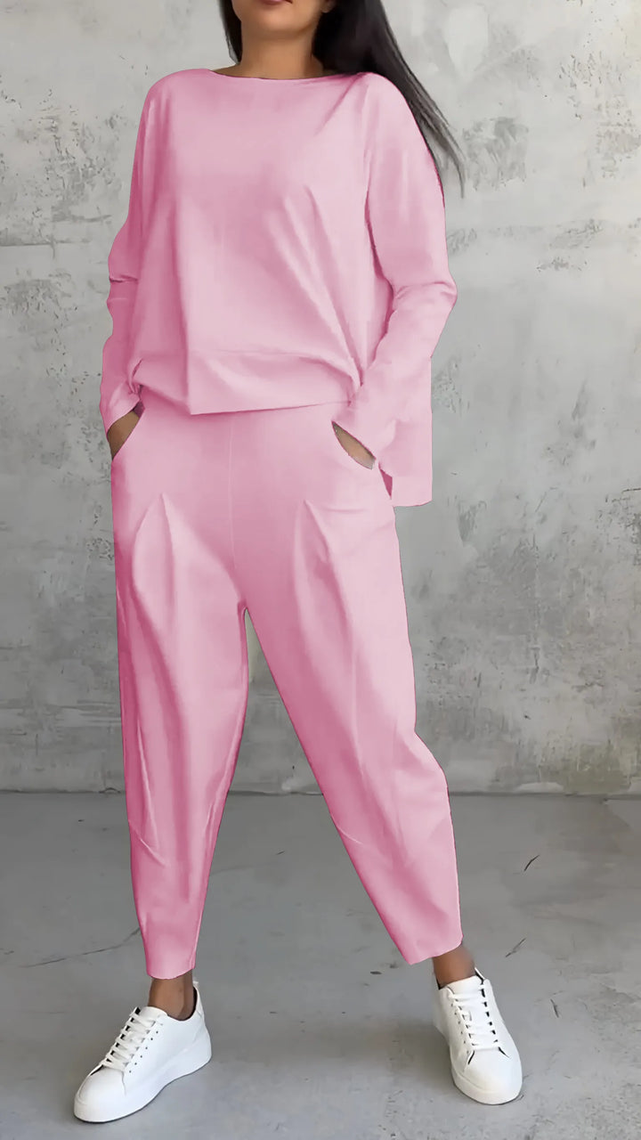 Nadia | Completo Donna Due Pezzi con Top Asimmetrico e Pantaloni Relaxed