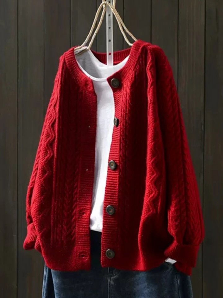 Elda | Cardigan Donna Aperto con Motivo Intrecciato