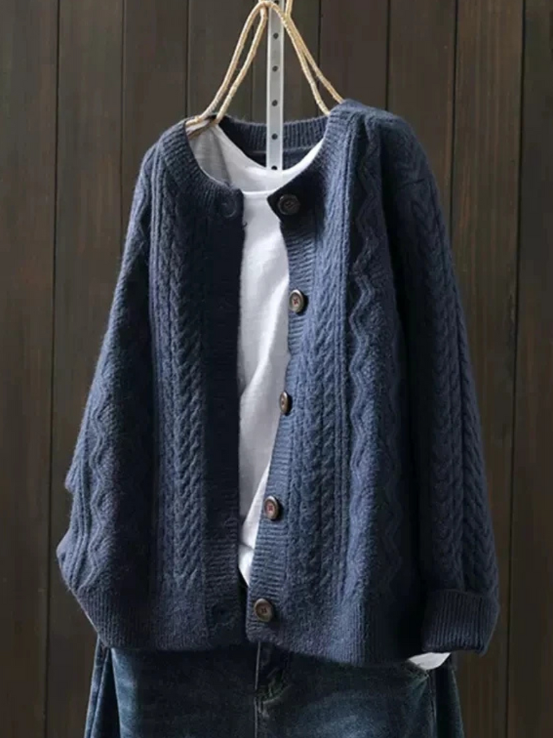 Elda | Cardigan Donna Aperto con Motivo Intrecciato