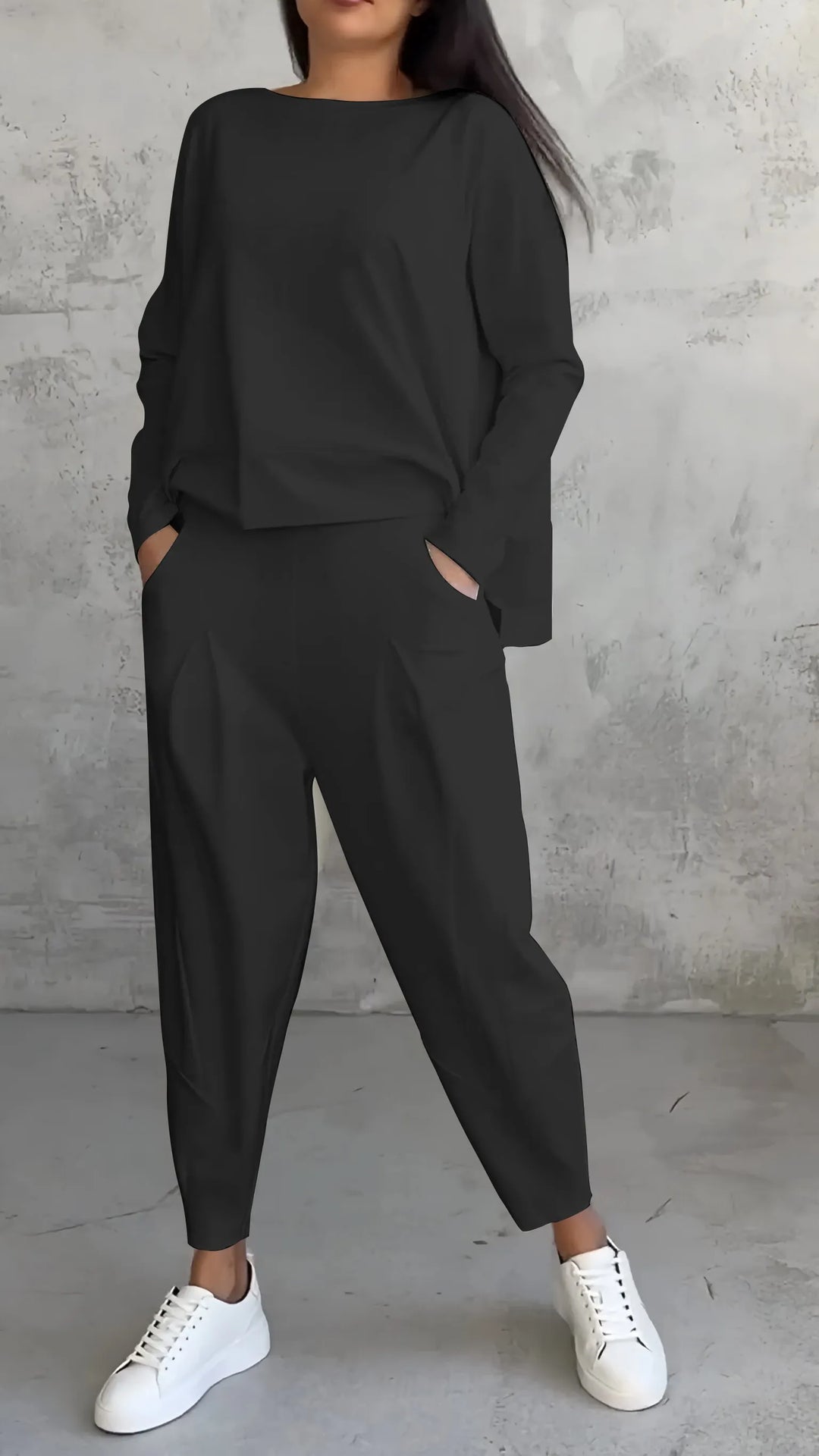 Nadia | Completo Donna Due Pezzi con Top Asimmetrico e Pantaloni Relaxed