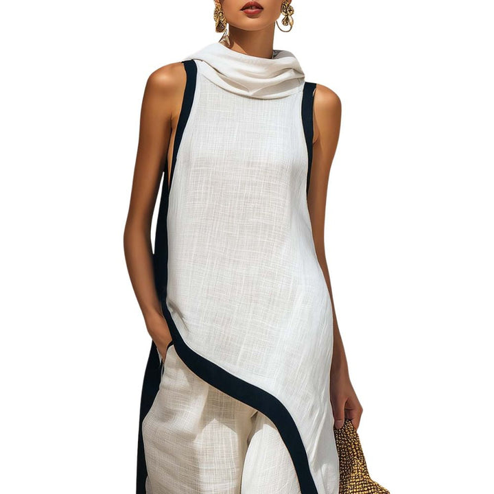 Arianna | Completo Donna Elegante con Top Drappeggiato e Pantaloni Larghi