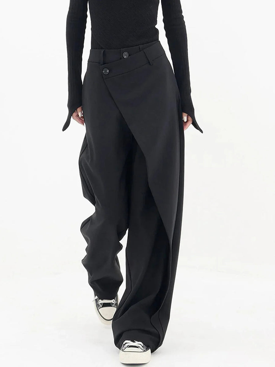 Velmira | Pantaloni Donna Ampi dal Taglio Asimmetrico