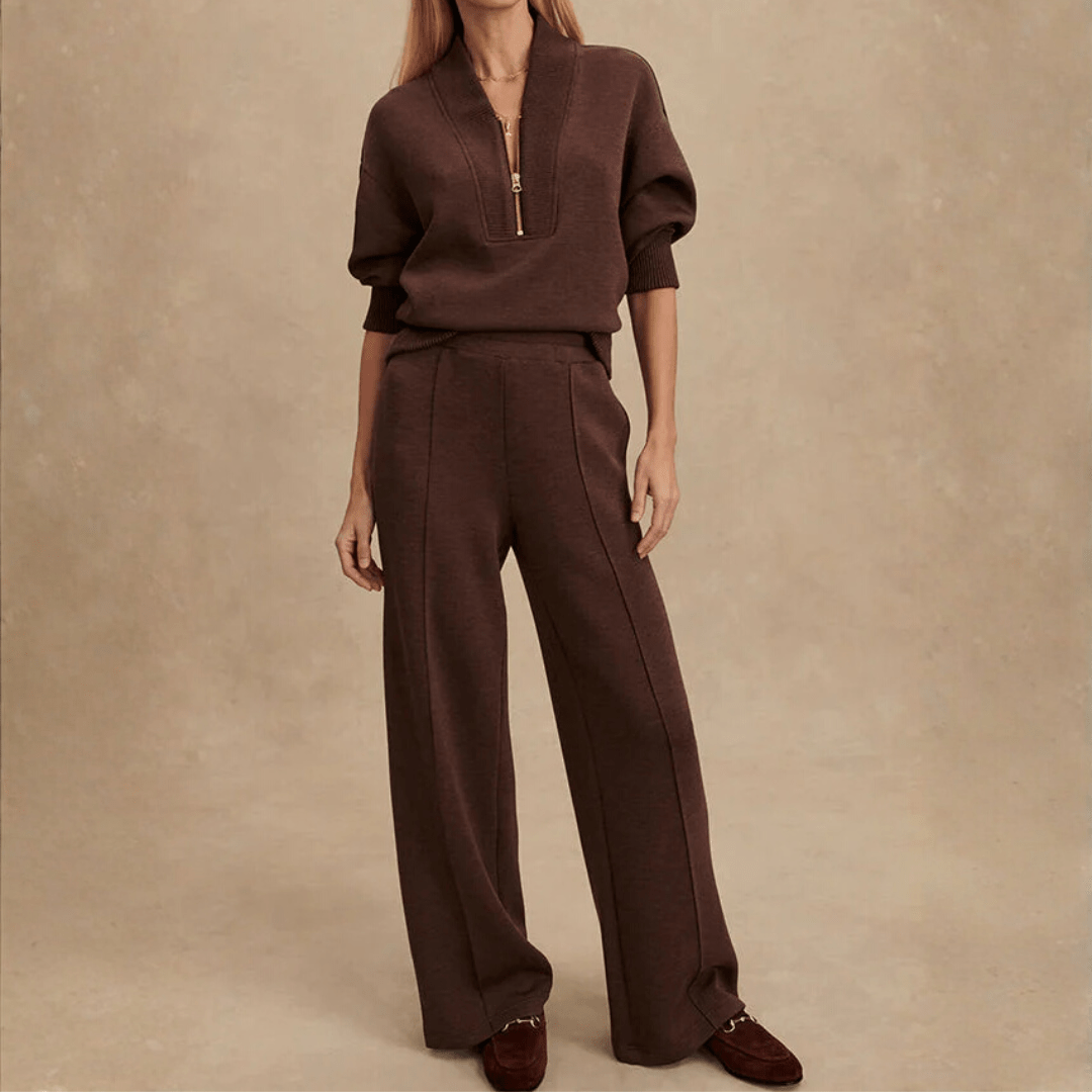 Anita | Completo Donna con Mezza Zip e Pantaloni a Gamba Larga
