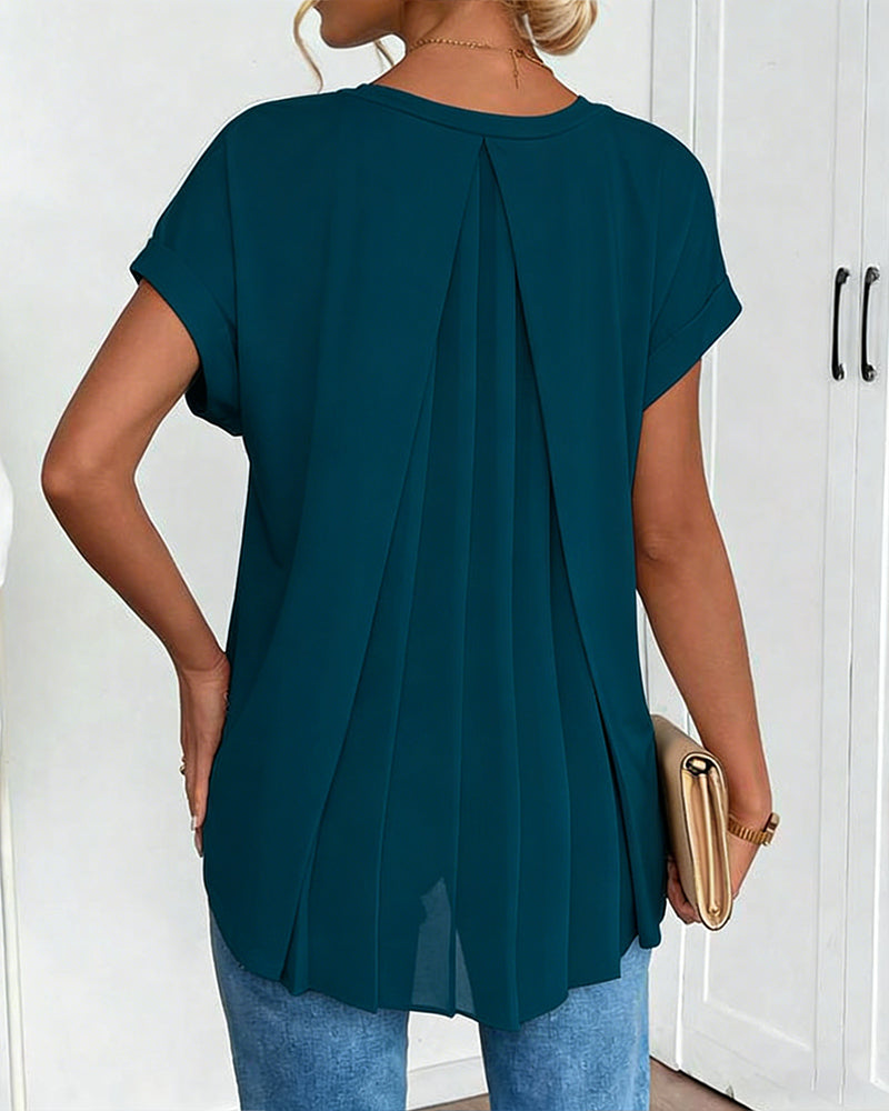 Rita | T-Shirt Donna con Scollo a V e Inserti Patchwork