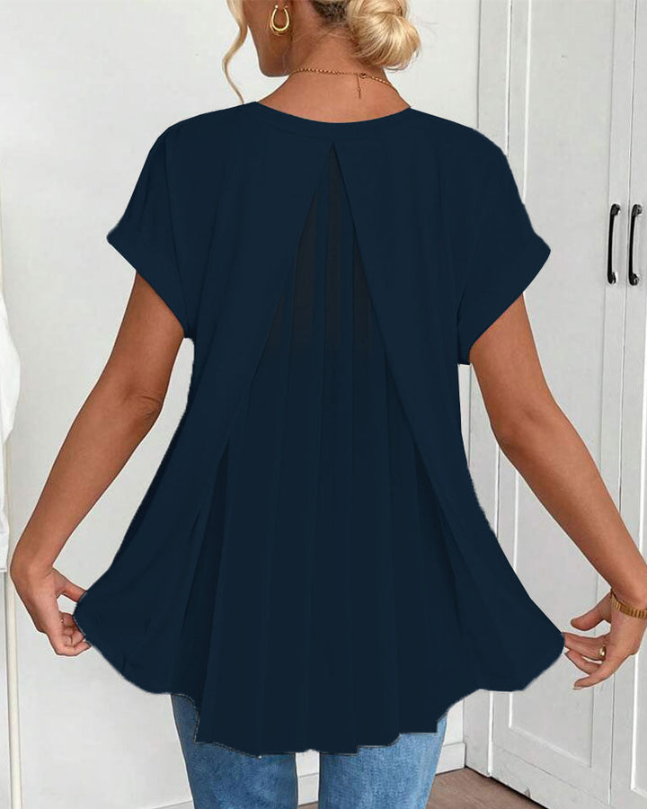 Rita | T-Shirt Donna con Scollo a V e Inserti Patchwork
