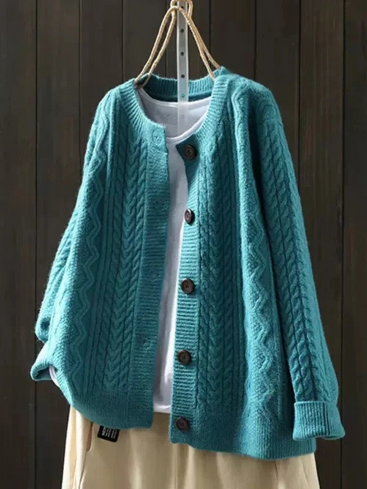 Elda | Cardigan Donna Aperto con Motivo Intrecciato