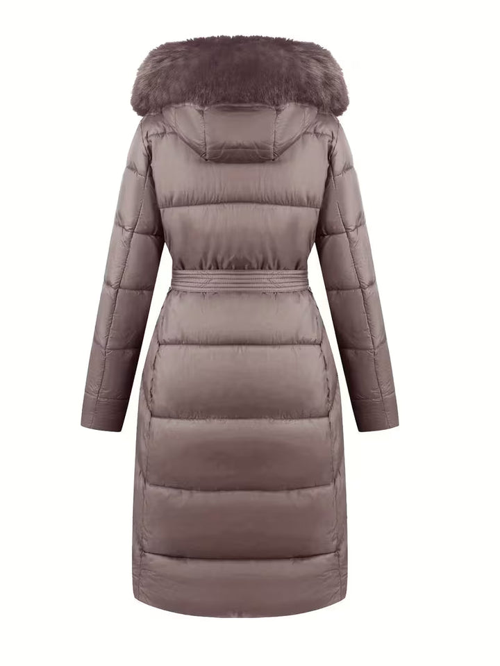 Amelia | Piumino Donna Lungo con Cappuccio e Cintura