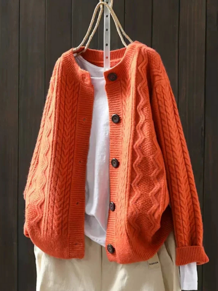 Elda | Cardigan Donna Aperto con Motivo Intrecciato