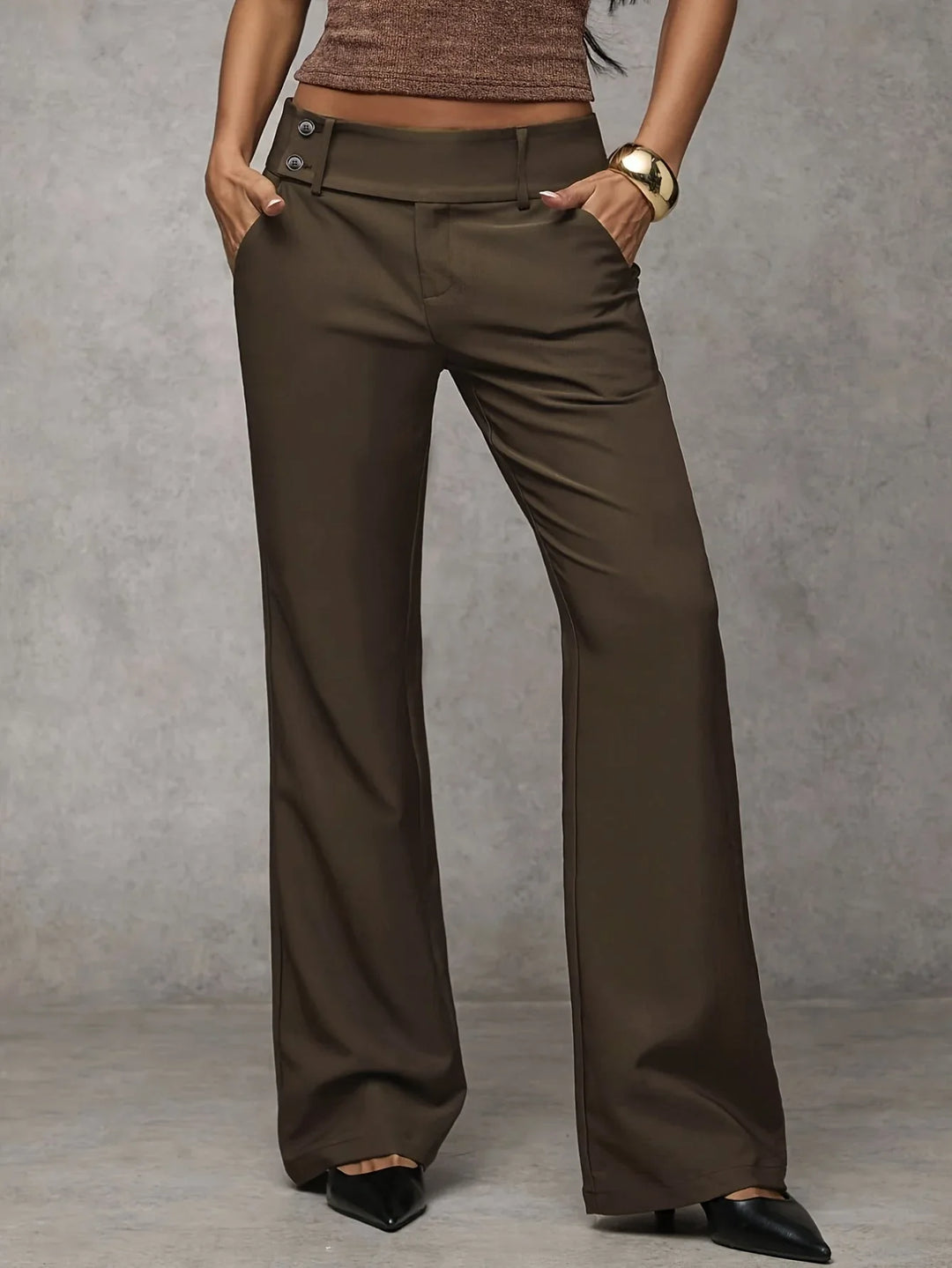 Valeria | Pantaloni Palazzo Donna con Dettaglio Bottoni