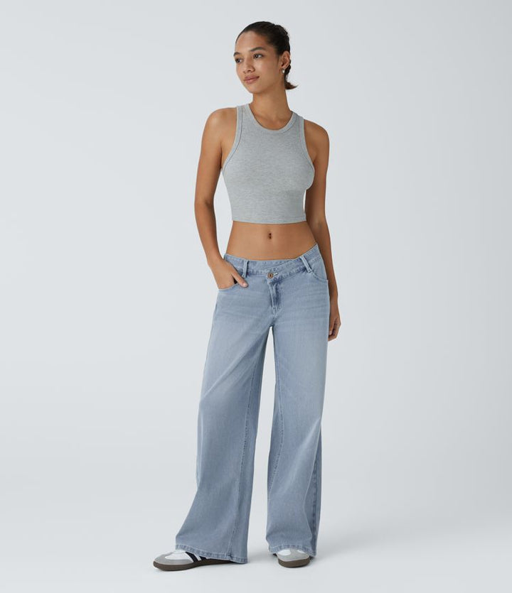 Elisa | Jeans Donna a Vita Alta con Gamba Larga