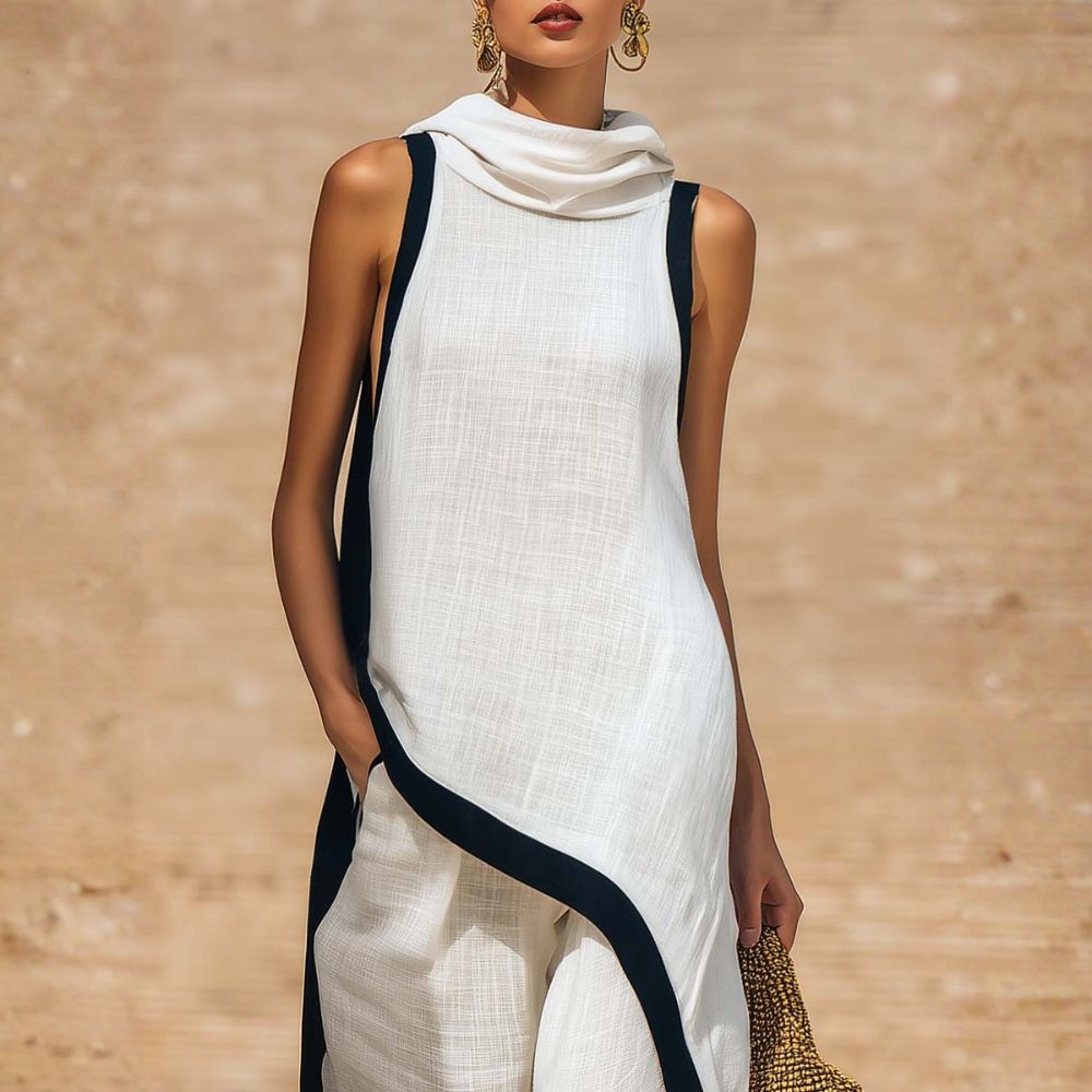 Arianna | Completo Donna Elegante con Top Drappeggiato e Pantaloni Larghi