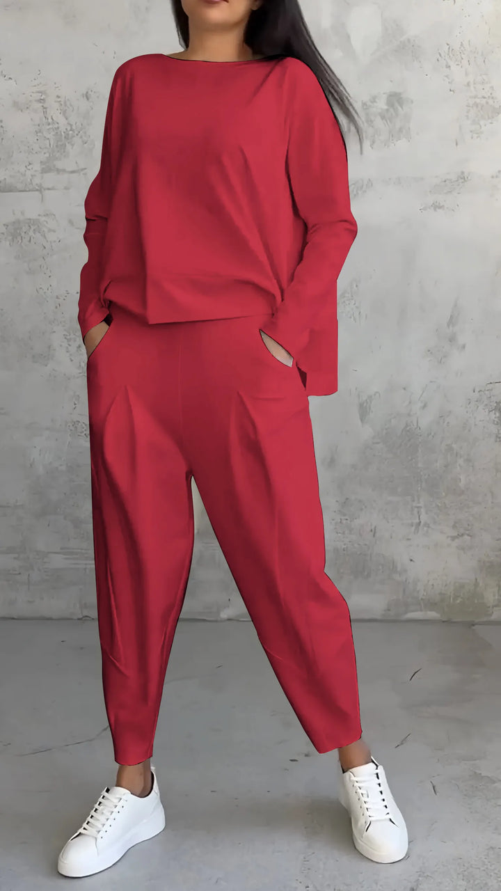 Nadia | Completo Donna Due Pezzi con Top Asimmetrico e Pantaloni Relaxed