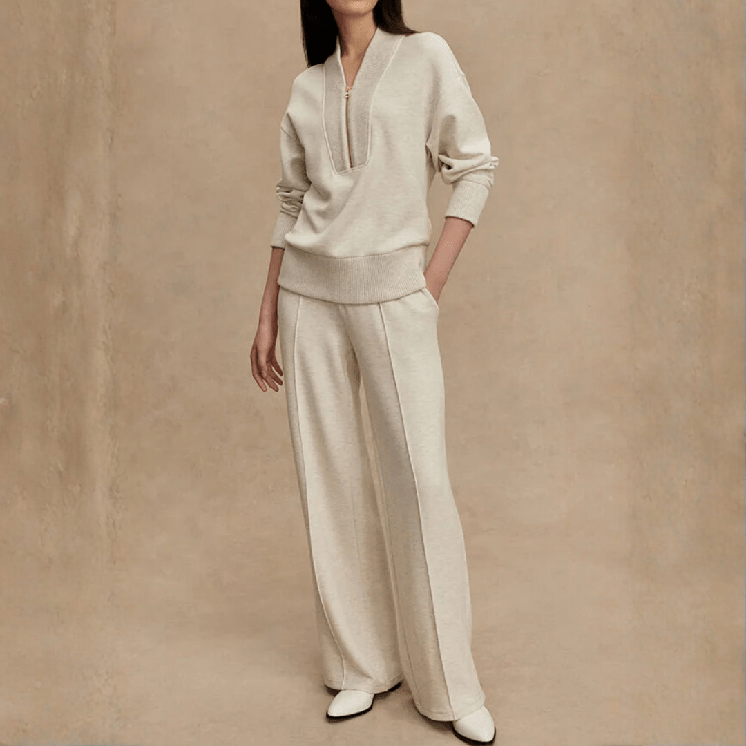Anita | Completo Donna con Mezza Zip e Pantaloni a Gamba Larga