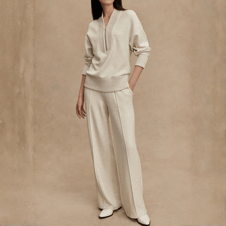 Anita | Completo Donna con Mezza Zip e Pantaloni a Gamba Larga