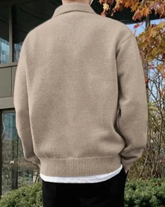 Nereo | Maglione Uomo con Mezza Zip e Finiture a Coste