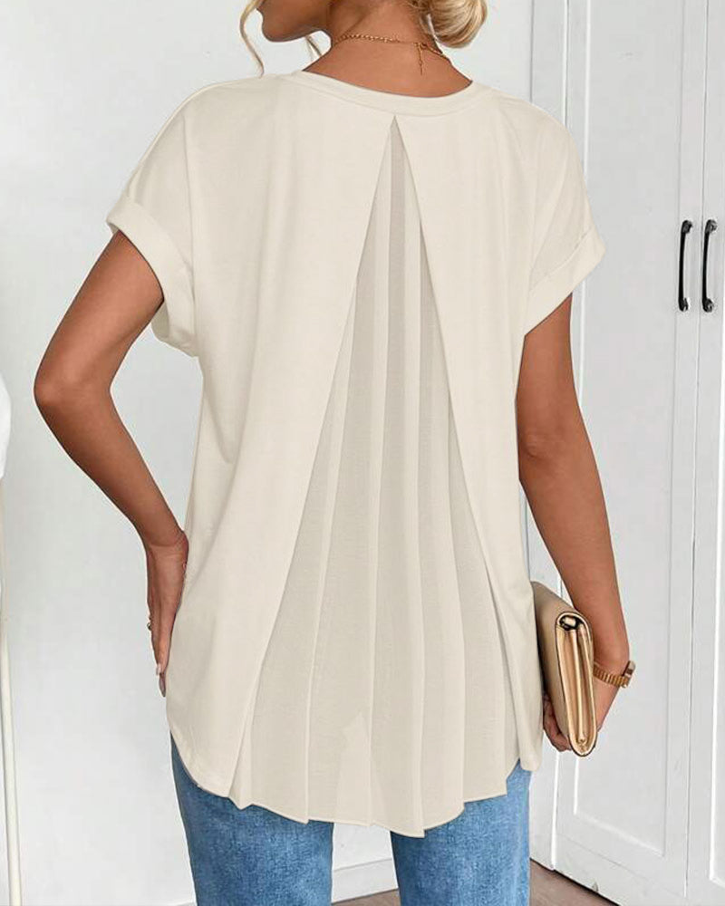 Rita | T-Shirt Donna con Scollo a V e Inserti Patchwork