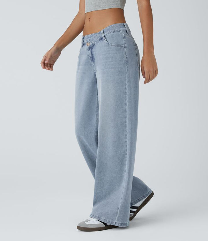 Elisa | Jeans Donna a Vita Alta con Gamba Larga