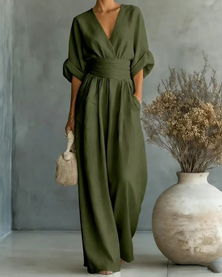 Marta | Tuta Donna Elegante con Scollo a V e Vita Alta