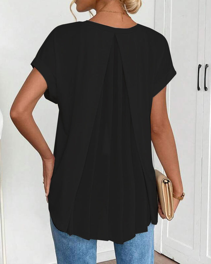 Rita | T-Shirt Donna con Scollo a V e Inserti Patchwork