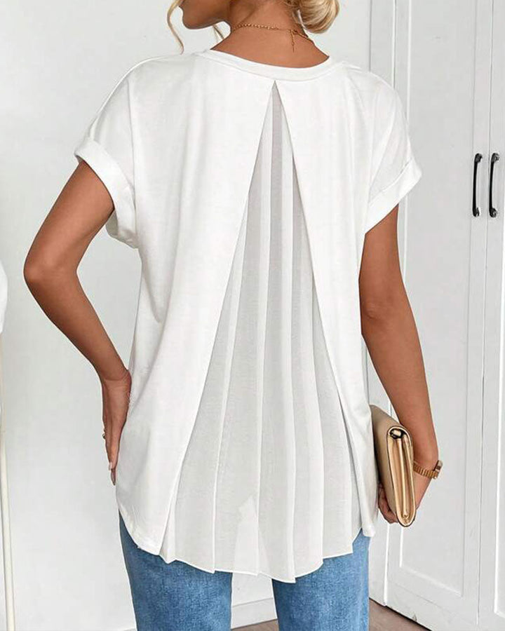 Rita | T-Shirt Donna con Scollo a V e Inserti Patchwork