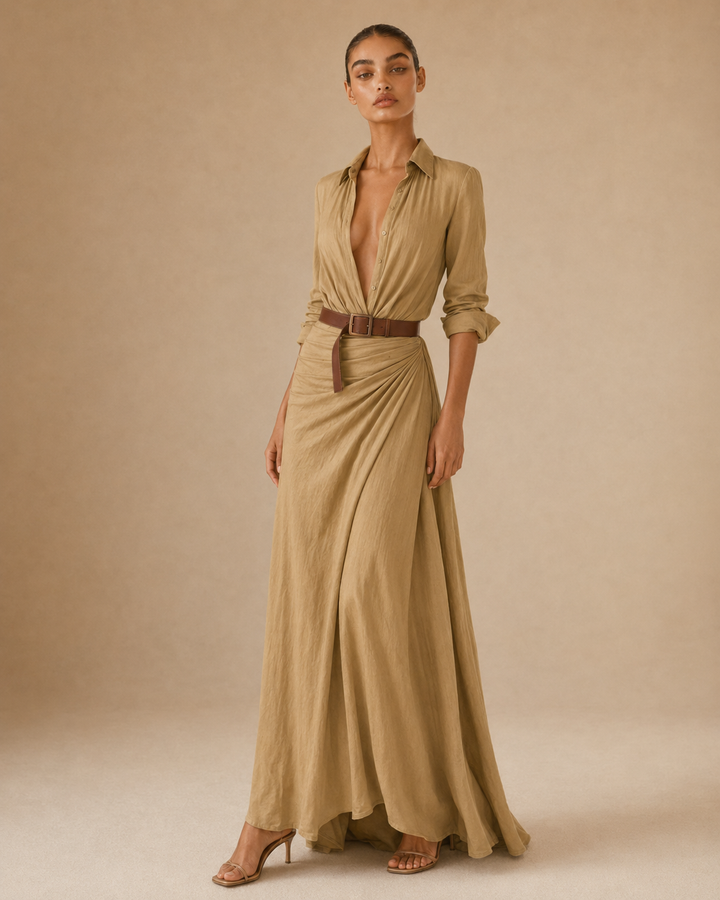 Beatrice | Abito con cintura e maniche lunghe
