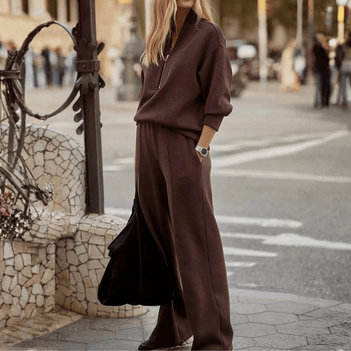 Anita | Completo Donna con Mezza Zip e Pantaloni a Gamba Larga