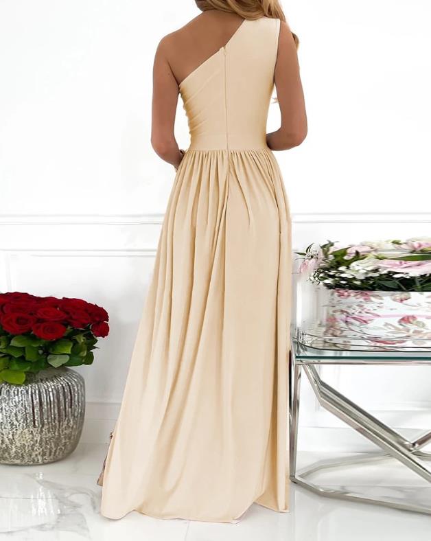 Gaia | Abito Lungo Donna Monospalla con Cut-Out e Spacco Alto