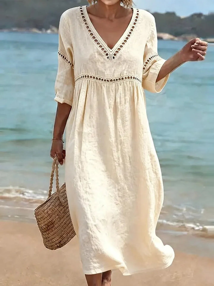 Cora | Abito Donna Midi con Scollo a V e Tasche Laterali