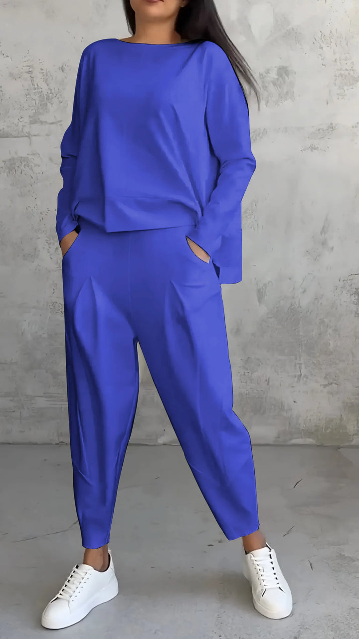 Nadia | Completo Donna Due Pezzi con Top Asimmetrico e Pantaloni Relaxed