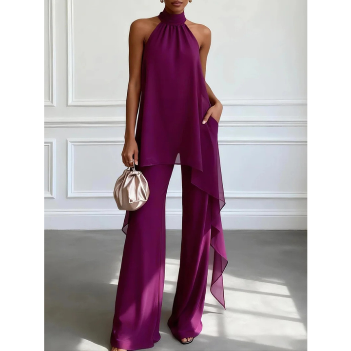 Viola | Completo Donna Elegante con Top Halter e Pantaloni Larghi