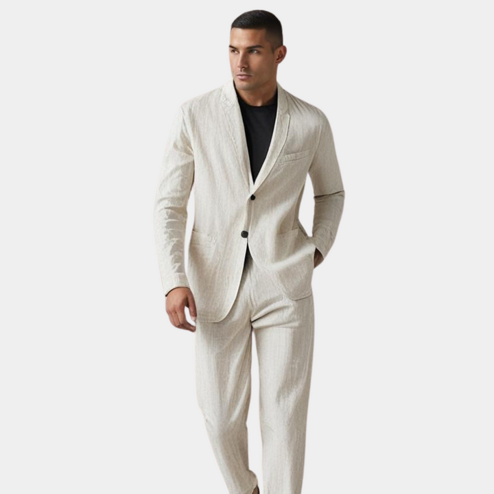 Elia | Completo Uomo in Lino e Cotone con Pantaloni a Vita Elasticizzata