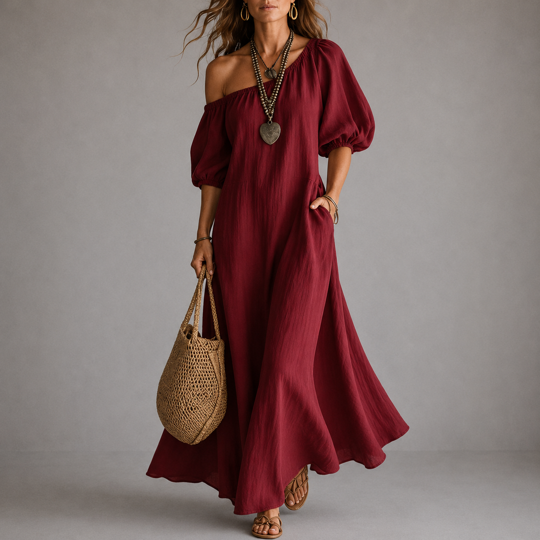 Gemma | Abito Monospalla Fluido con Tasche