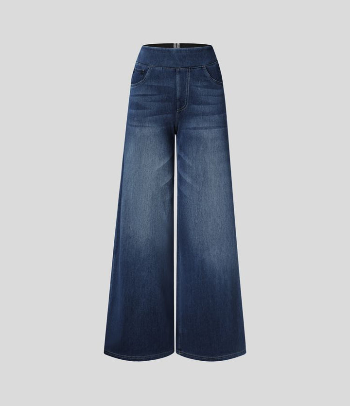 Elira | Jeans Elasticizzati a Gamba Larga con Vita Alta
