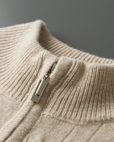 Mauro | Maglione Uomo con Zip e Lavorazione a Trecce