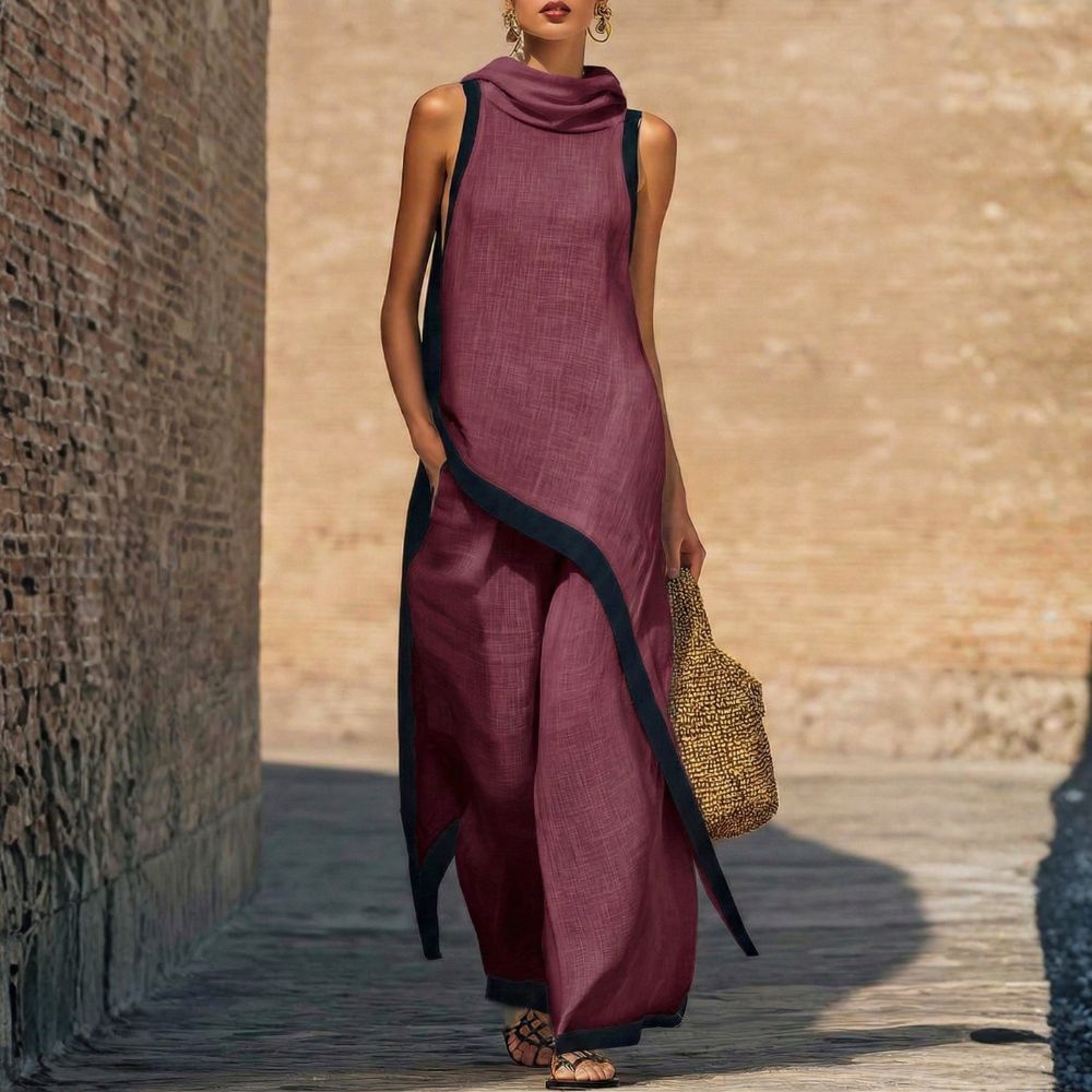 Arianna | Completo Donna Elegante con Top Drappeggiato e Pantaloni Larghi