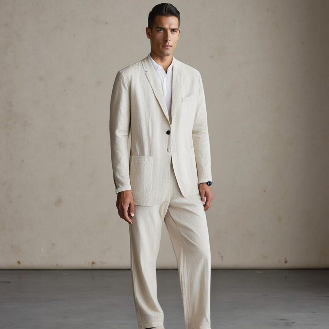Elia | Completo Uomo in Lino e Cotone con Pantaloni a Vita Elasticizzata