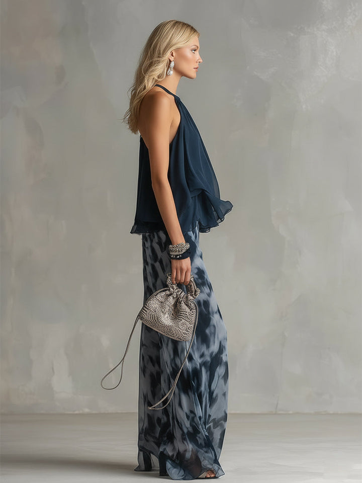Marina | Completo Donna 2 Pezzi con Top Fluido e Pantaloni Palazzo