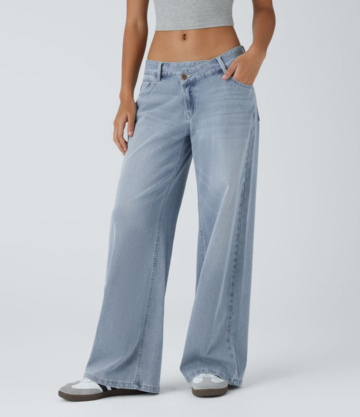 Elisa | Jeans Donna a Vita Alta con Gamba Larga