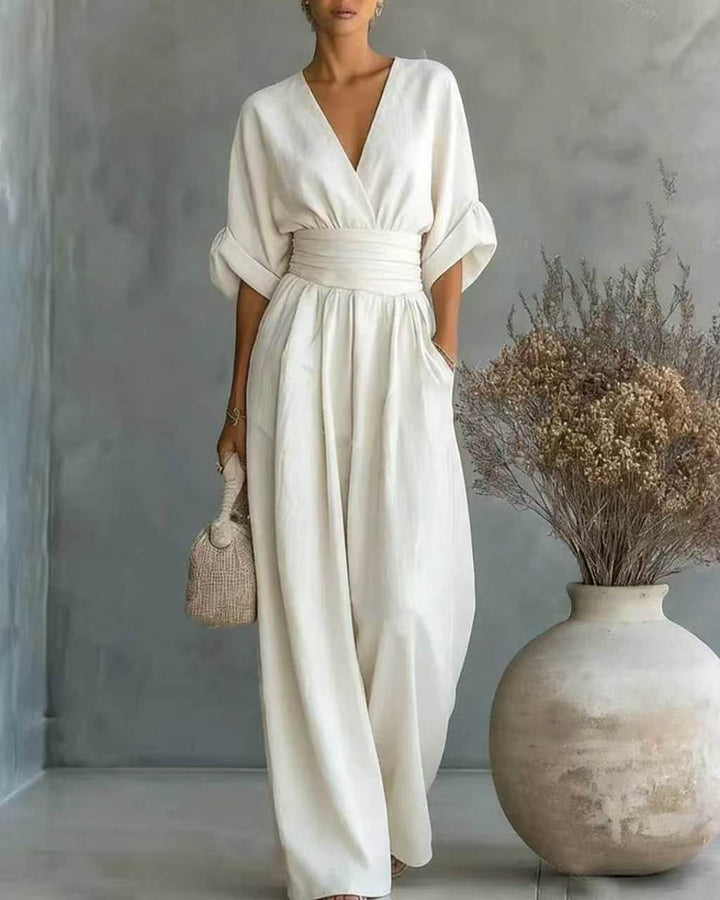 Marta | Tuta Donna Elegante con Scollo a V e Vita Alta