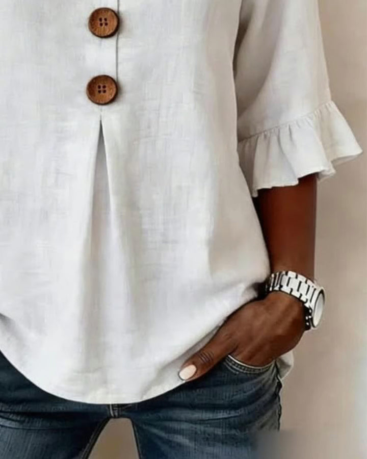 Marta | Blusa Donna con Colletto Arrotondato e Volant