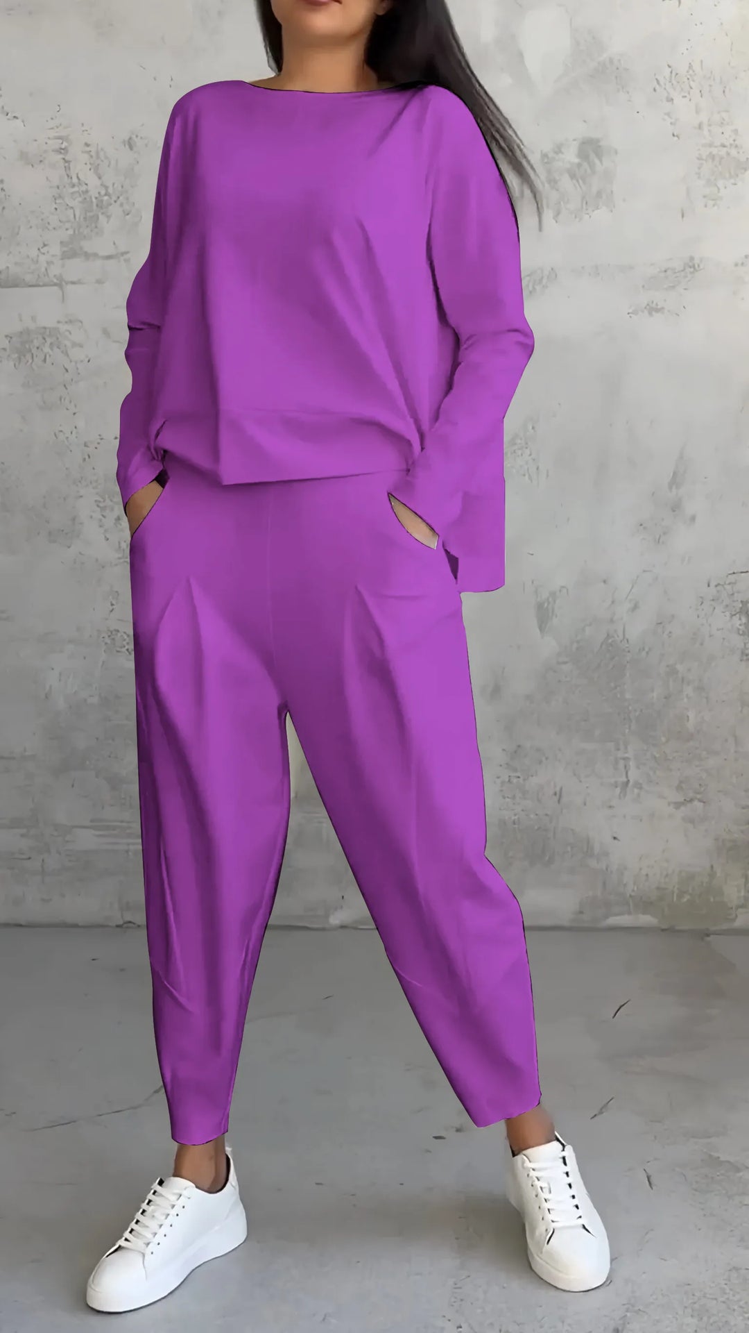 Nadia | Completo Donna Due Pezzi con Top Asimmetrico e Pantaloni Relaxed