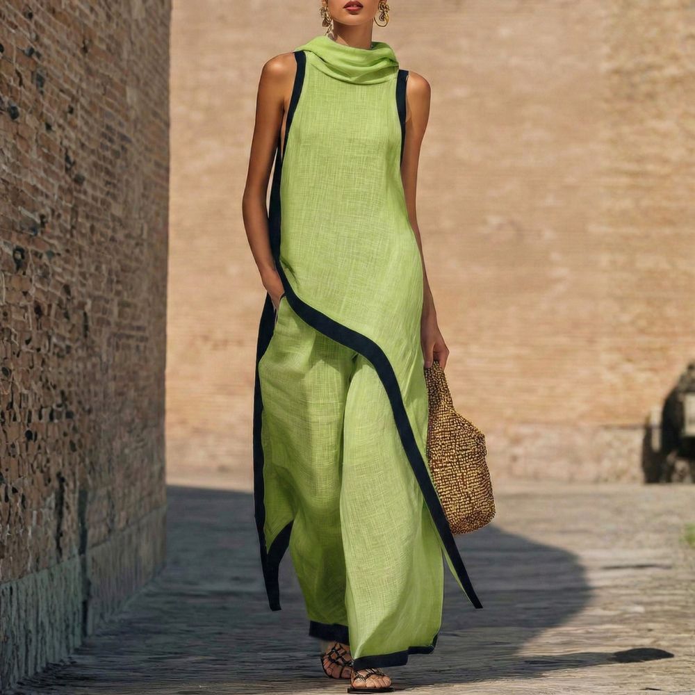 Arianna | Completo Donna Elegante con Top Drappeggiato e Pantaloni Larghi