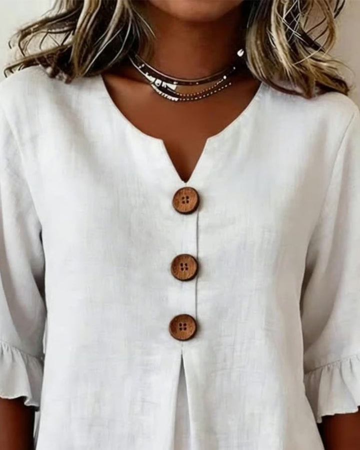 Marta | Blusa Donna con Colletto Arrotondato e Volant